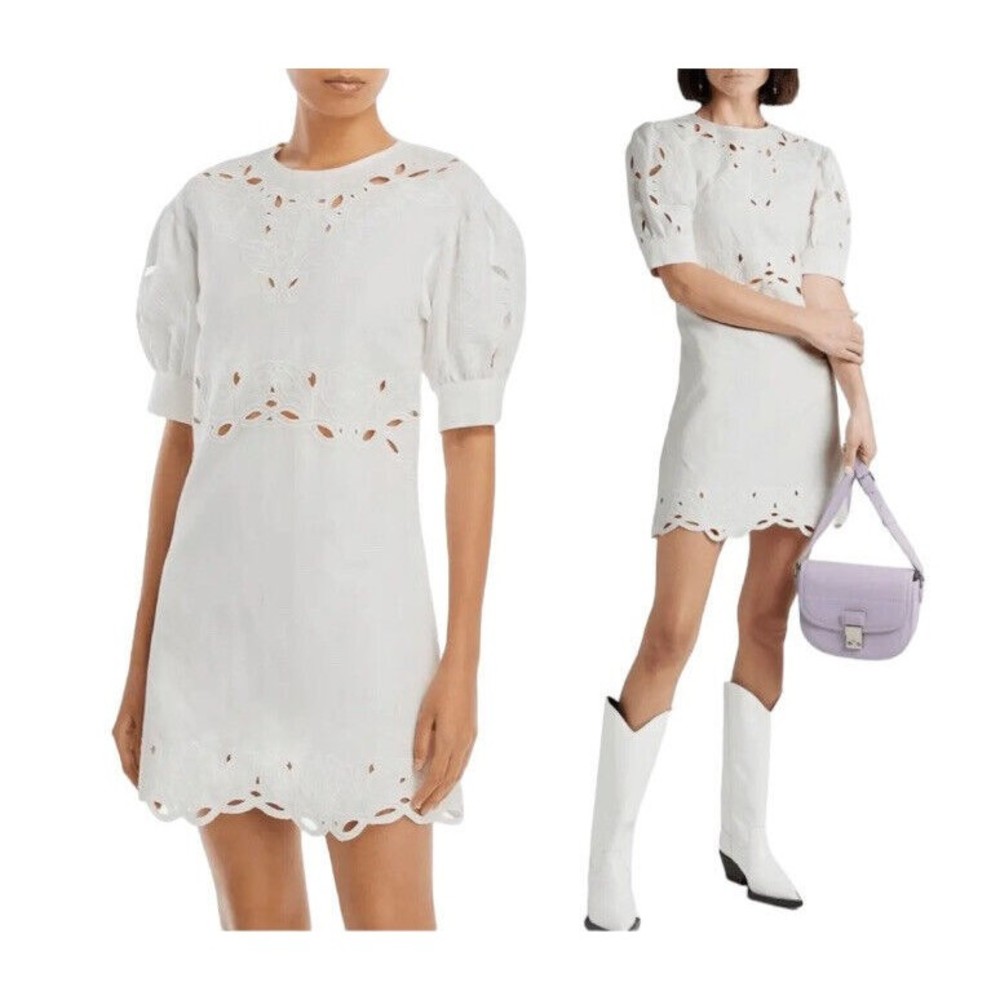 Derek Lam 10 Crosby Mini Dress Women Everett Broderie Anglaise White Size 2